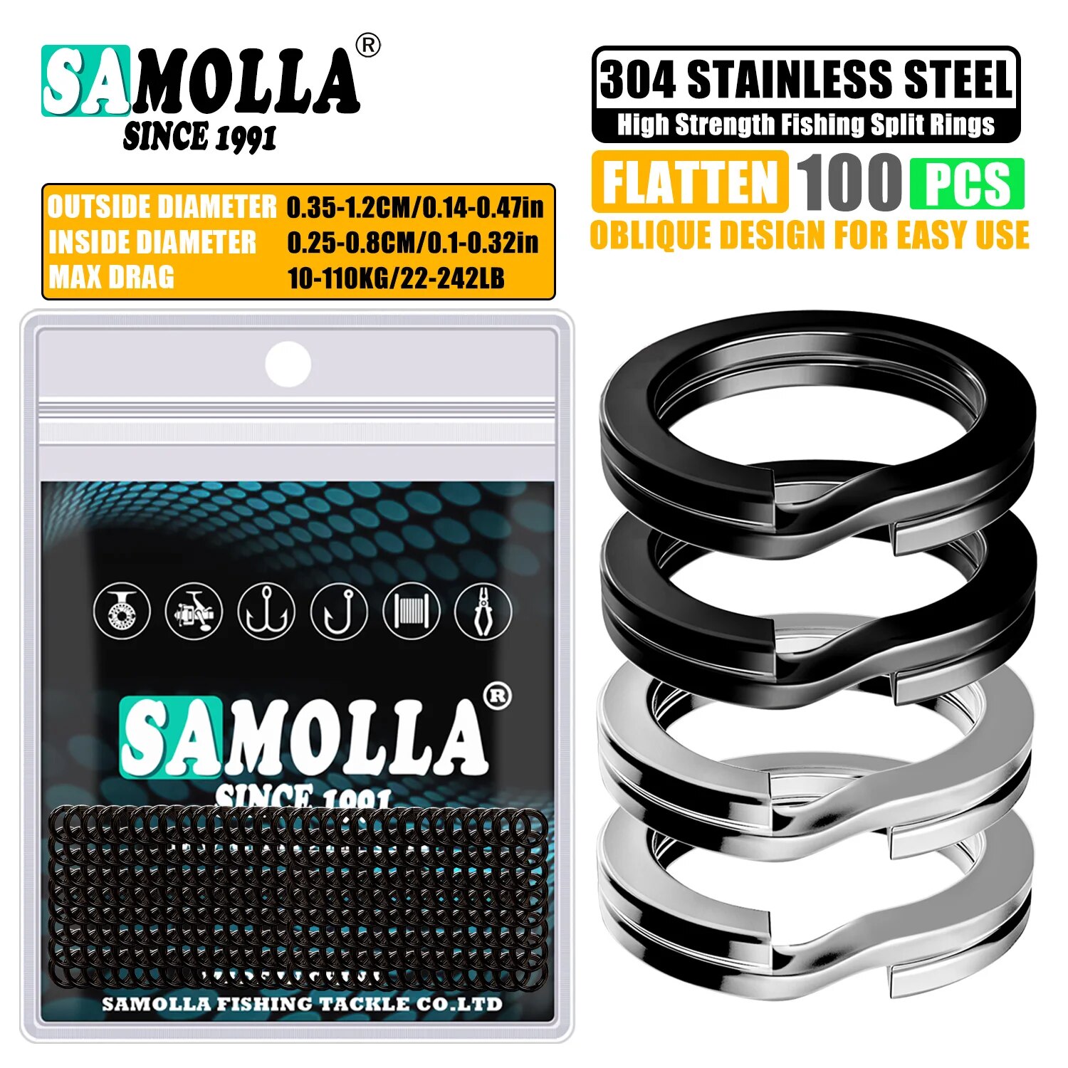 100pcs Fishing Split Rings Sta - огляд і ціна Fishing Equipment Cheap